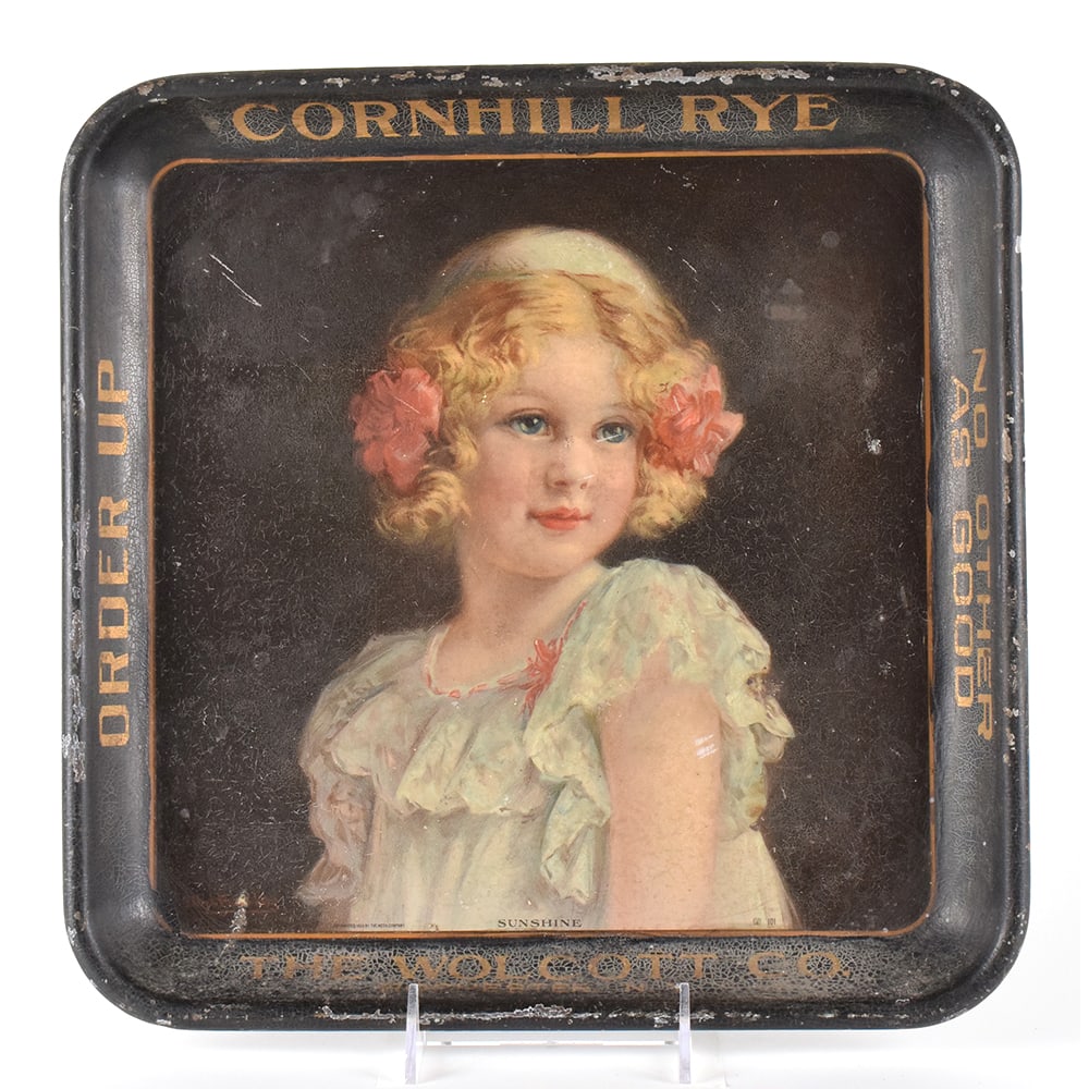 Cornhill Rye Pre-Prohibition Serving Tray STOCK SUNSHINE: Brewer/Business Name: The Wolcott Co., Rochester, New York Manufacturer/Plant: Meek Co.Date of manufacture: