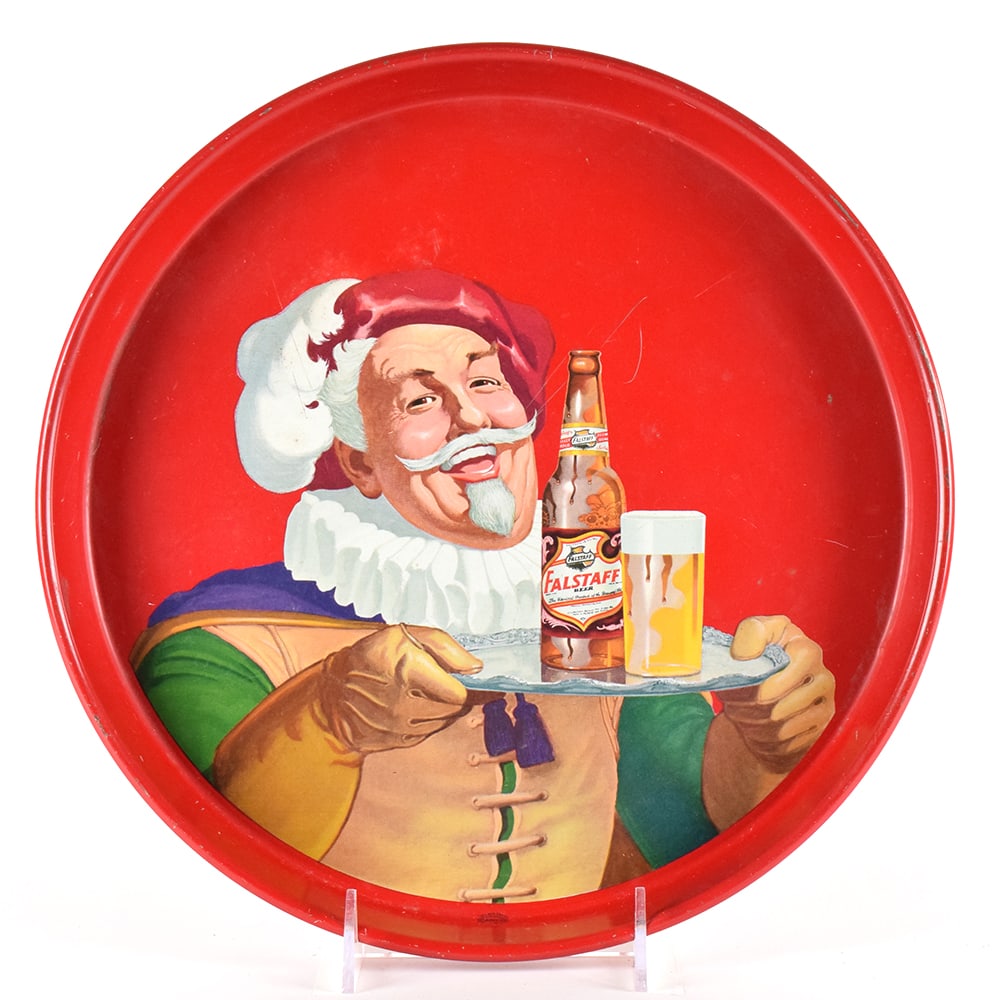 Falstaff Beer 1940s Serving Tray SIR FALSTAFF: Brewer/Business Name: Falstaff Brewing Corp., St. Louis, Missouri Manufacturer/Plant: American Can Co.Date of manufacture: