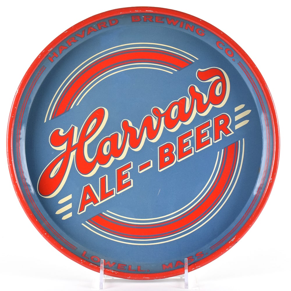 Harvard Ale-Beer 1930s Serving Tray NEON DECO MOTIF OUTSTANDING: Brewer/Business Name: Harvard Brewing Co., Lowell, Massachusetts Manufacturer/Plant: UnknownDate of manufacture: