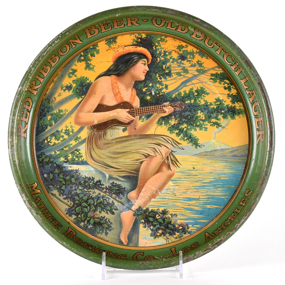 Mathie Brewing Red Ribbon Old Dutch Beer Pre-Pro Serving Tray LOS ANGELES HAWAIIAN THEME (1 of 2)