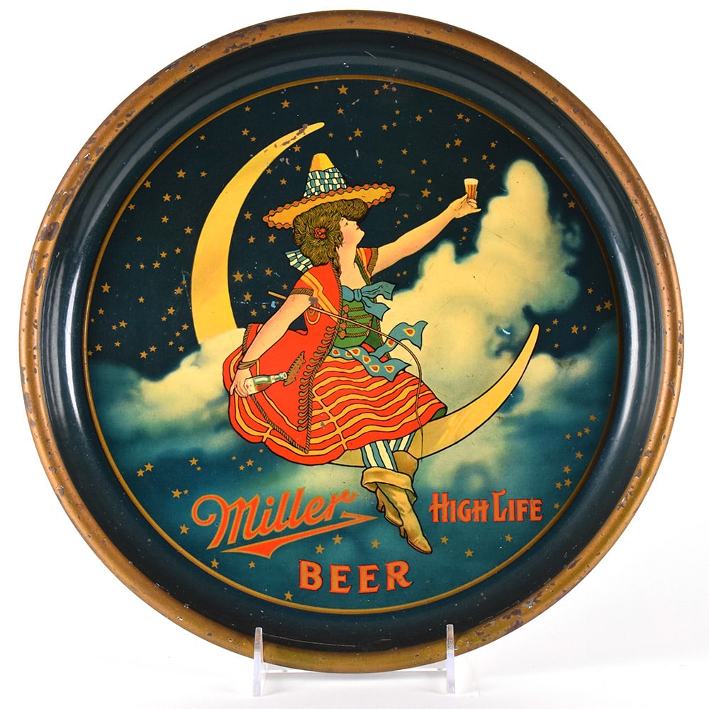 Miller High Life Beer Pre-Pro Serving Tray GIRL ON MOON (1 of 2)