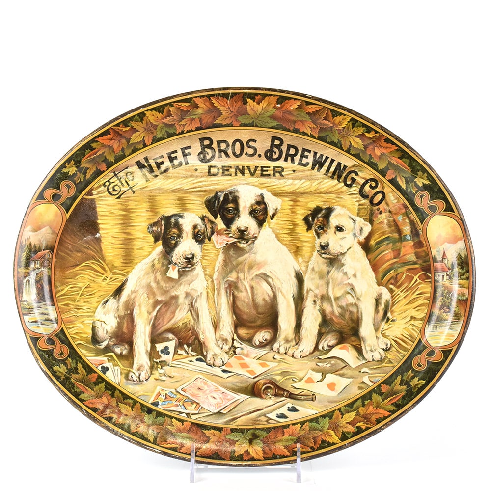 Neef Bros Pre-Pro Serving Tray RASCAL PUPPIES CARDS: Brewer/Business Name: Neef Bros. Brewing Co., Denver, Colorado Manufacturer/Plant: H.D. Beach Co.Date of manufacture: