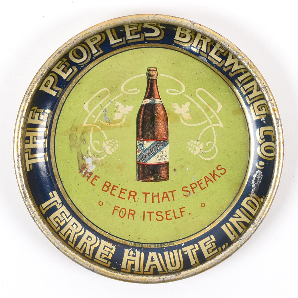 Peoples Brewing Pre-prohibition Tip Tray SPALTER TERRE HAUTE RARE (1 of 2)