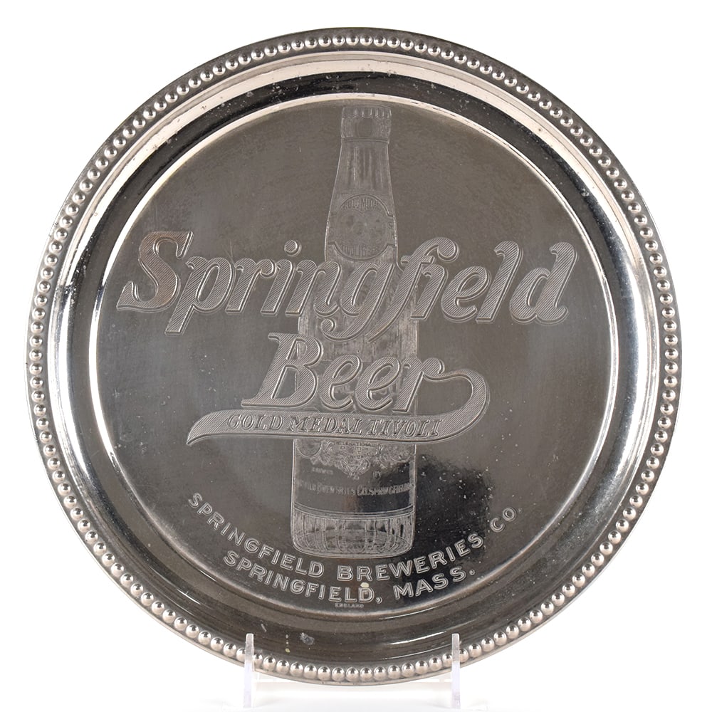 Springfield Gold Medal Tivoli Etched Chrome Tray MINTY: Brewer/Business Name: Springfield Breweries Co., Springfield, Massachusetts Manufacturer/Plant: See comments/descriptionDate of manufacture