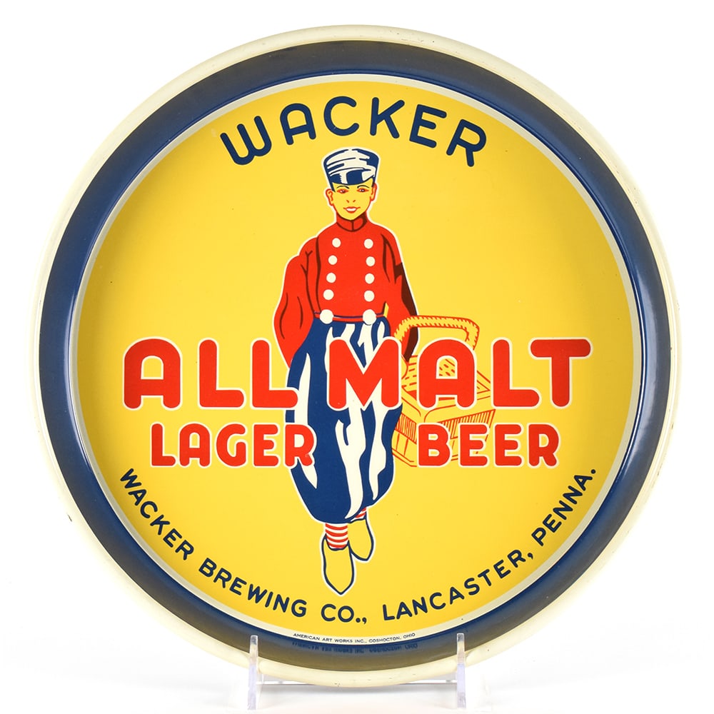 Wacker All Malt Lager Beer 1930s Serving Tray OUTSTANDING (1 of 2)