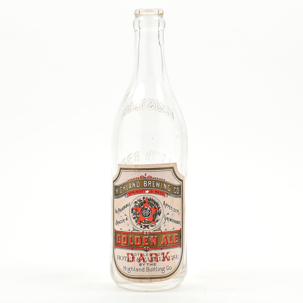 Highland Dark Golden Ale Pre-Prohibition Embossed Bottle EXCEPTIONAL RARE: Brewer/Business Name: Highland Brewing Co., Springfield, Massachusetts Manufacturer/Plant: Unknown Date of manufacture: