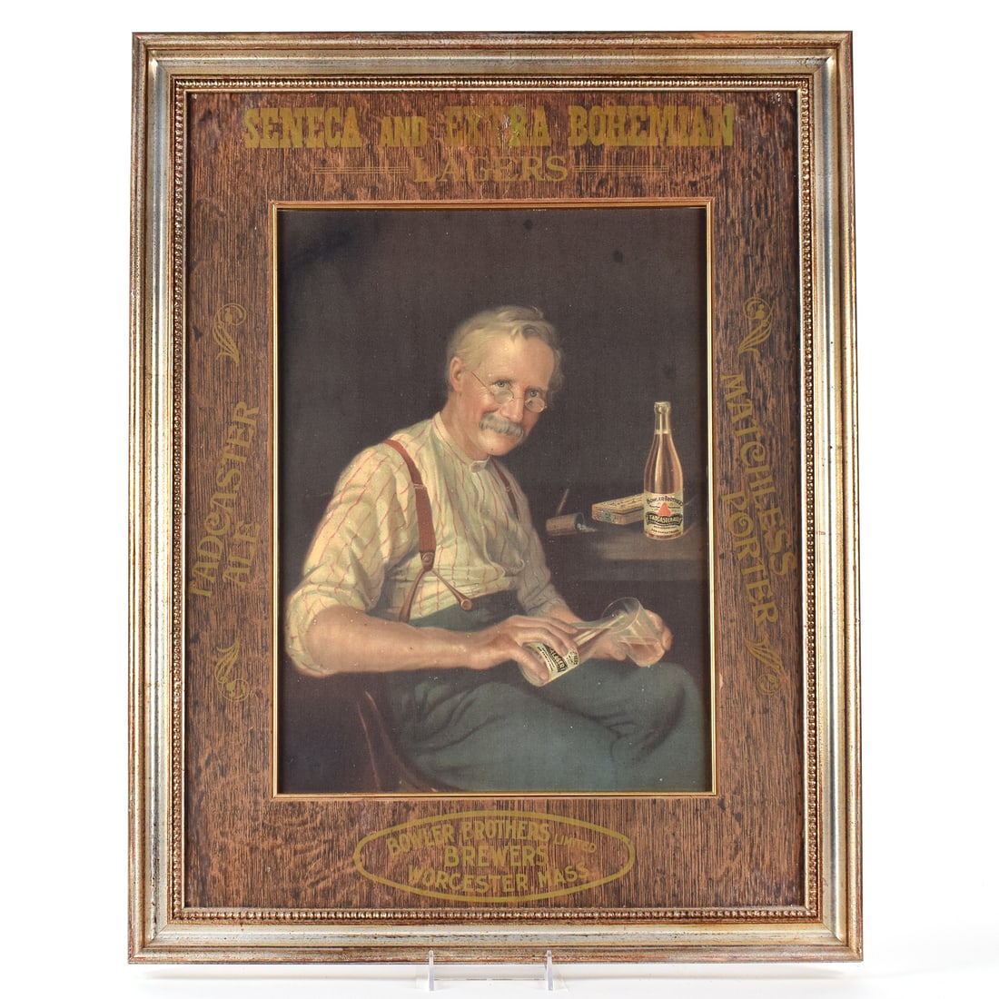 Bowler Bros Seneca Bohemian Lagers Self Framed Chromolithograph RARE OUTSTANDING: Brewer/Business Name: Bowler Bros., Worcester, Massachusetts Manufacturer/Plant: See comments/descriptionDate of manufacture: