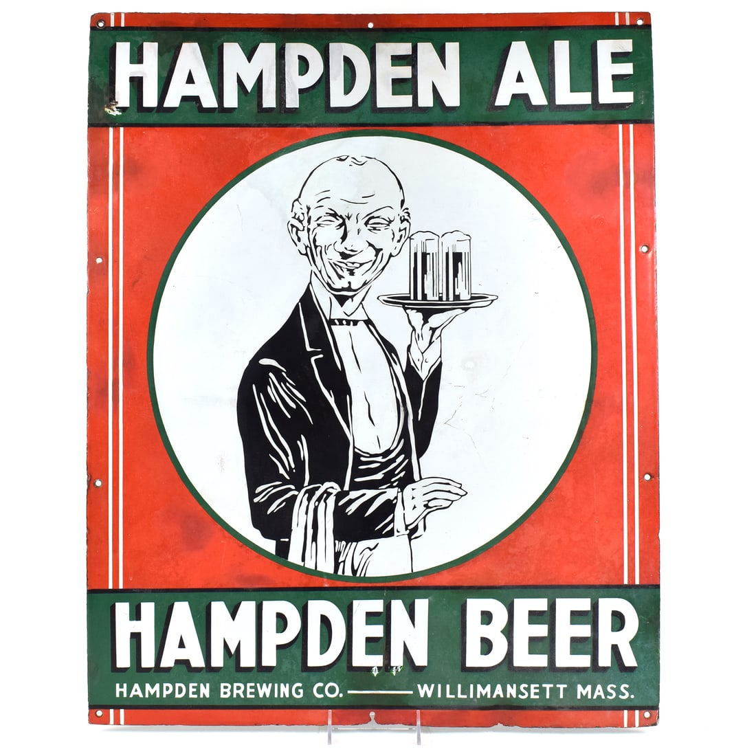 Hampden Ale Beer Handsome Waiter Porcelain Sign ULTRA RARE (1 of 2)
