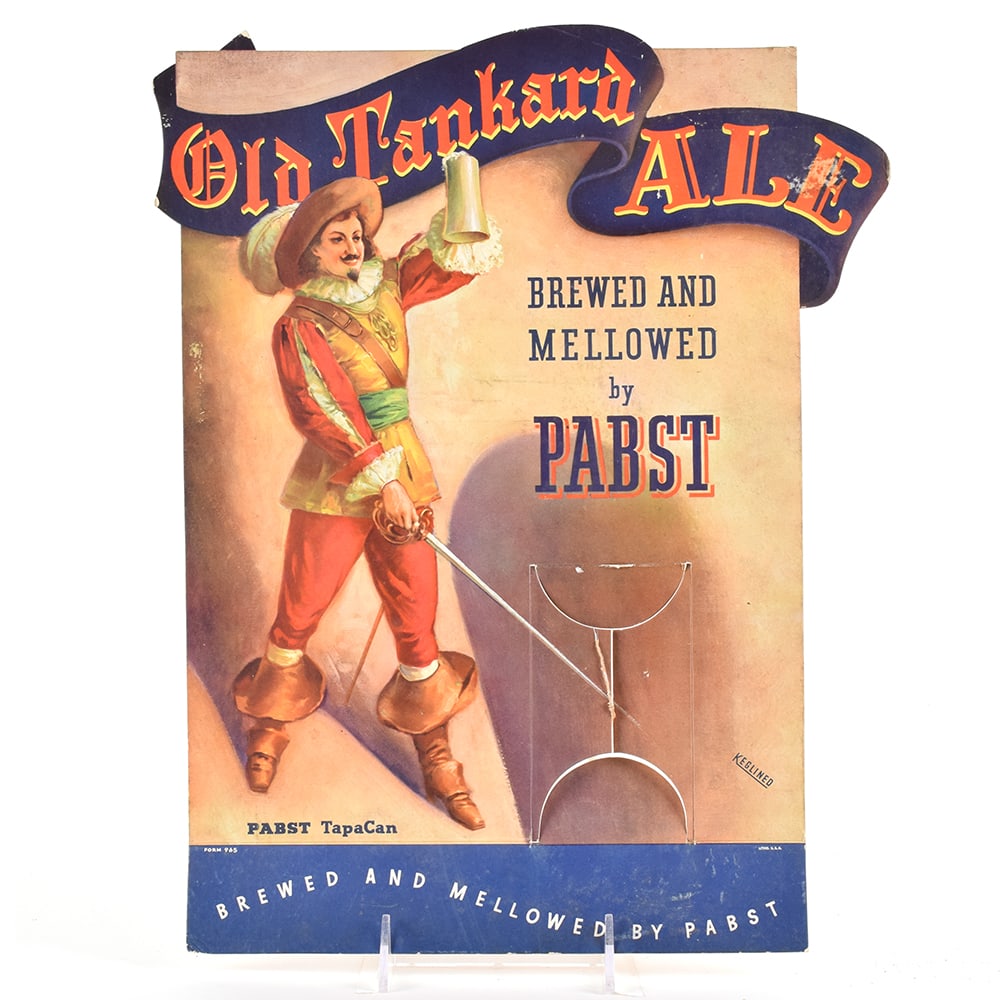 Old Tankard Ale Pabst 1940s Die Cut Cardboard Sign For Flat Top Can: Brewer/Business Name: Pabst Brewing Co., Milwaukee, Wisconsin Manufacturer/Plant: UnknownDate of manufacture: