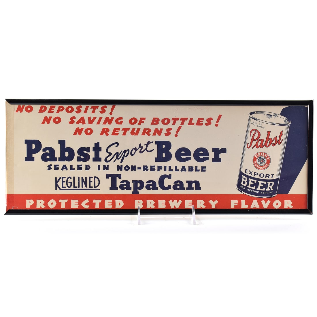 Pabst Export Beer Keglined TapaCan Flat Top 1930s Paper Sign Trolley Card: Brewer/Business Name: Premier-Pabst Corp., Milwaukee, Wisconsin Manufacturer/Plant: UnknownDate of manufacture: