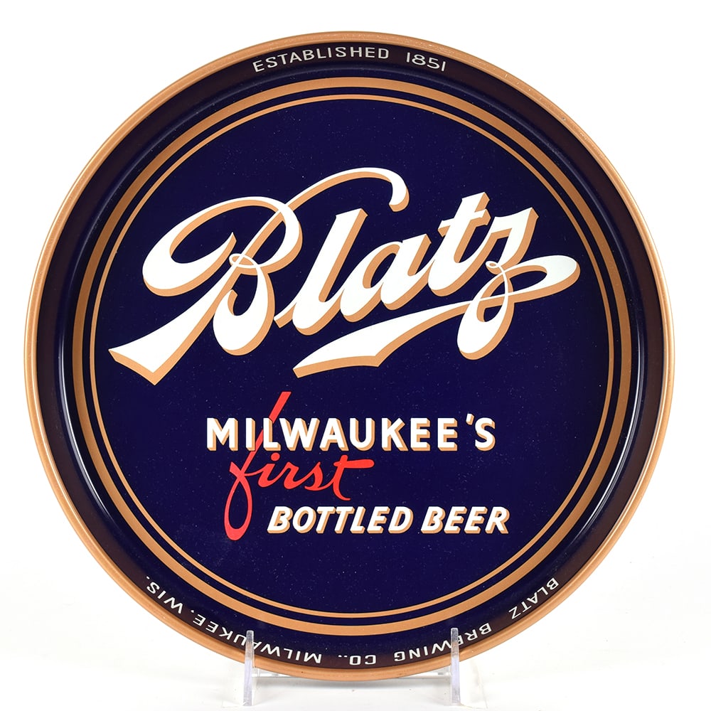 Blatz Beer 1940s Serving Tray LIKE NEW: Brewer/Business Name: Blatz Brewing Co., Milwaukee, Wisconsin Manufacturer/Plant: American Can Co.Date of manufacture: