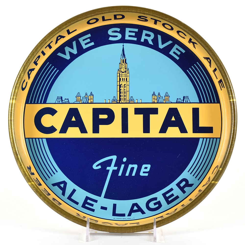 Capital Fine Ale-Lager 1930s Canadian Serving Tray: Brewer/Business Name: Capital Brewing Co. Ltd., Ottawa, Ontario, Cananda, Alabama Manufacturer/Plant: See comments/descriptionDate of manuf