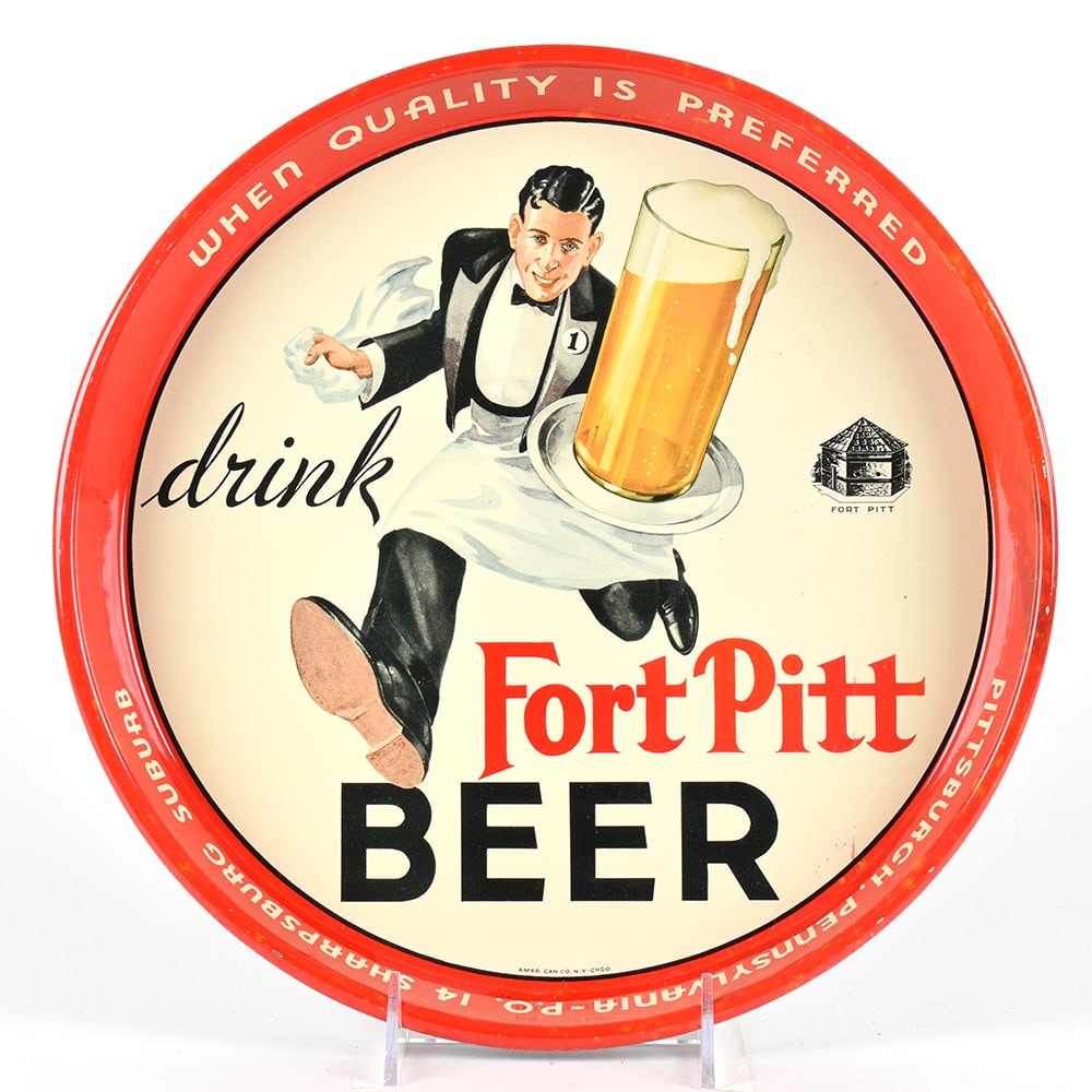 Fort Pitt Beer 1930s Serving Tray RUNNING WAITER (1 of 2)
