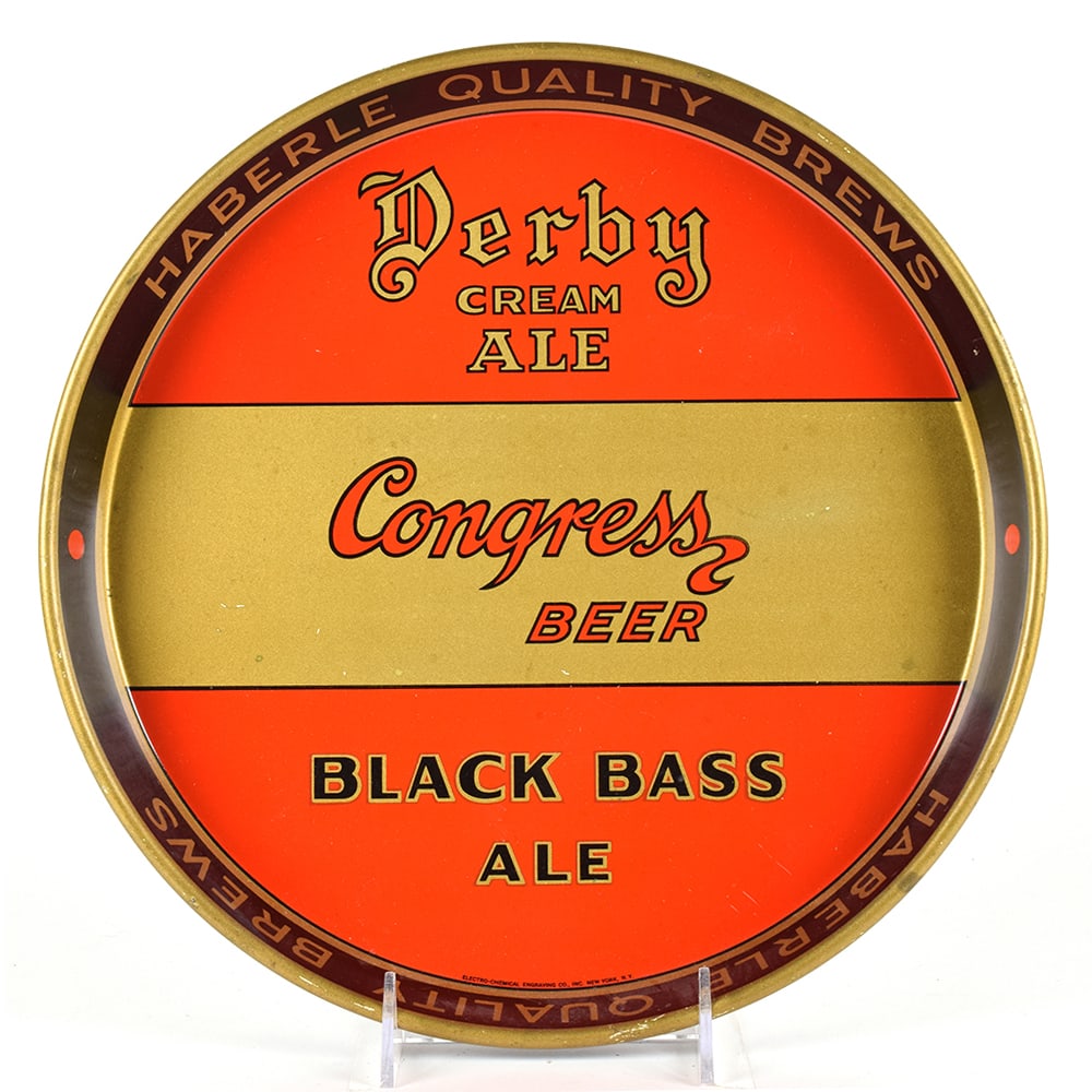 Haberle Brewing 1930s Serving Tray DERBY BLACK BASS CONGRESS: Brewer/Business Name: Haberle Congress Brewing Co., Syracuse, New York Manufacturer/Plant: Electro-Chemical Engraving Co.Date of manufactur