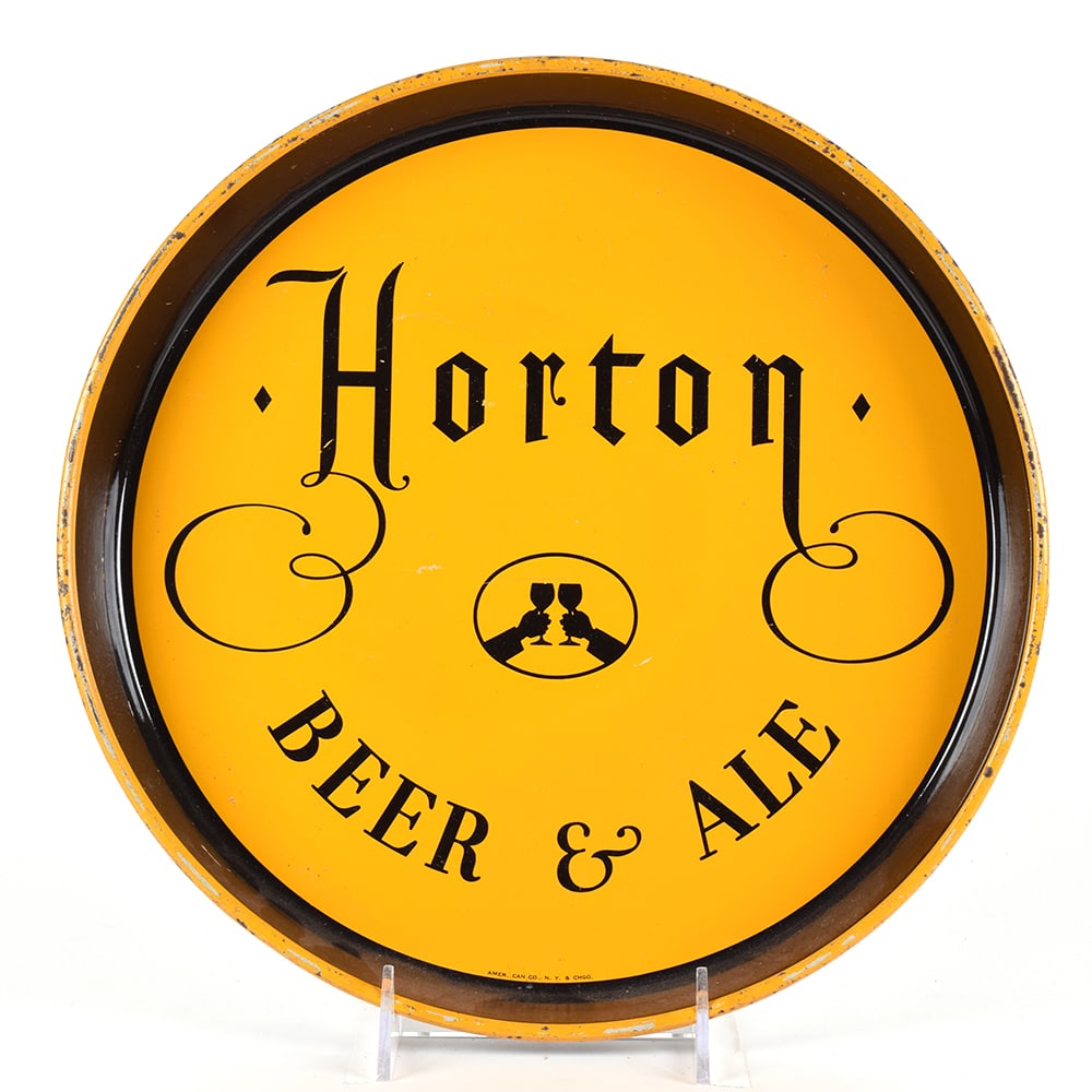 Horton Beer and Ale 1930s Serving Tray: Brewer/Business Name: Horton Pilsener Brewing Co., New York, New York Manufacturer/Plant: American Can Co.Date of manufacture: