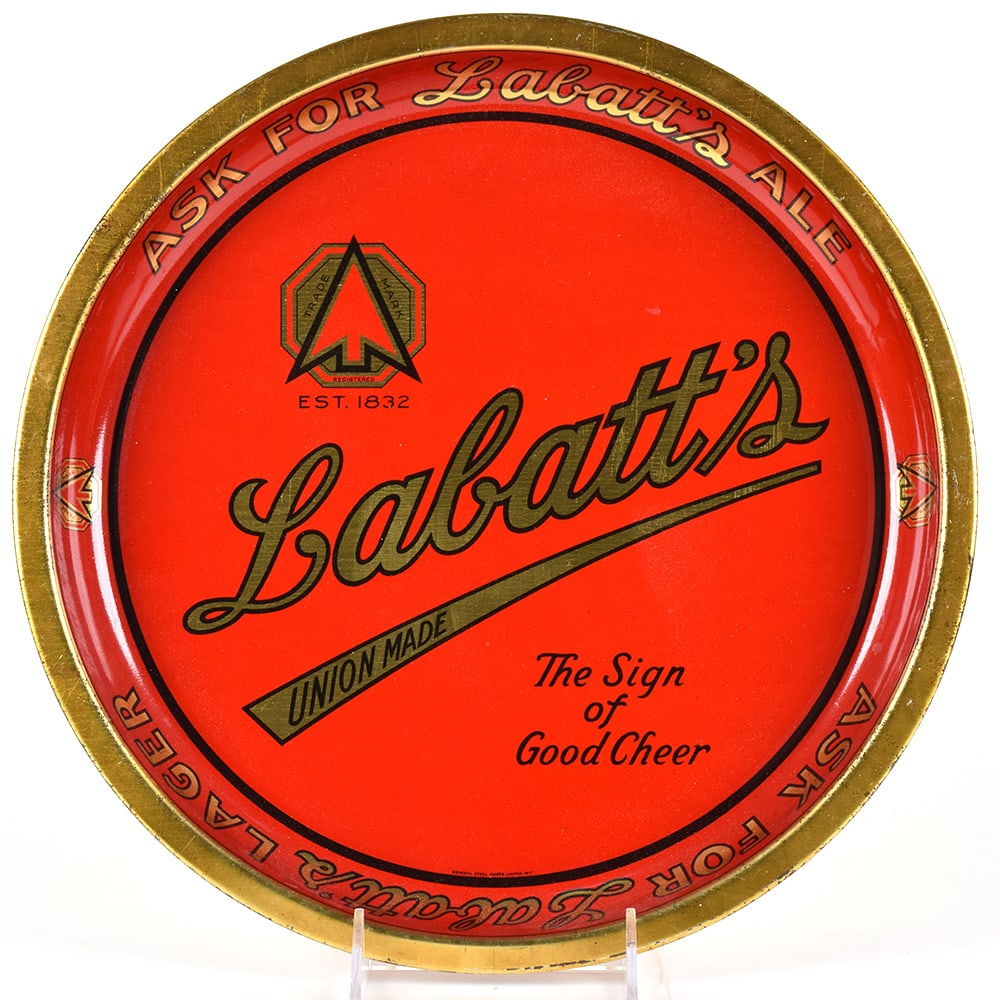 Labatts Ale 1930s Canadian Serving Tray: Brewer/Business Name: John Labatt Ltd., London, Ontario, and Montreal, Quebec, Canada, Non-U.S. (see comments/description) Manufacturer/Plant: See comments/description Date of manufacture: circa