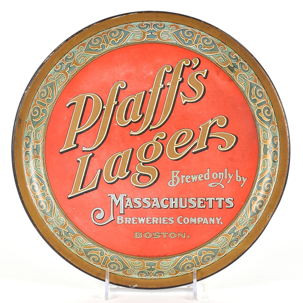 Pfaffs Lager Pre-Pro SHONK Tray ULTRA RARE: Brewer/Business Name: Massachusetts Breweries Co., Boston, Massachusetts Manufacturer/Plant: See comments/description Date of manufacture: Pre-Prohibition Contents/Type: N/A Dimensions: 