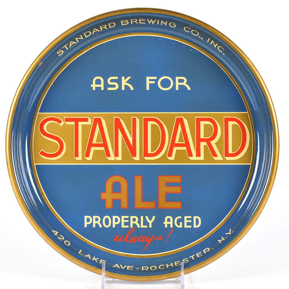 Standard Ale 1930s Serving Tray: Brewer/Business Name: Standard Brewing Co., Rochester, New York Manufacturer/Plant: UnknownDate of manufacture: