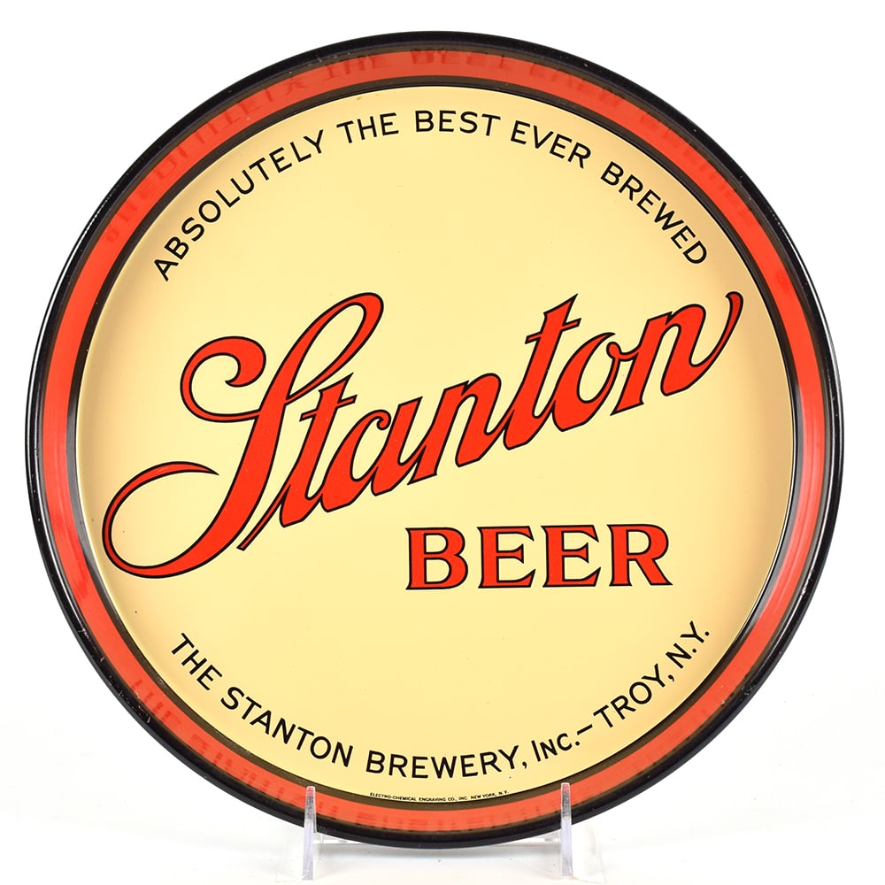 Stanton Beer 1940s Serving Tray: Brewer/Business Name: Stanton Brewery Inc., Troy, New York Manufacturer/Plant: Electro-Chemical Engraving Co.Date of manufacture: