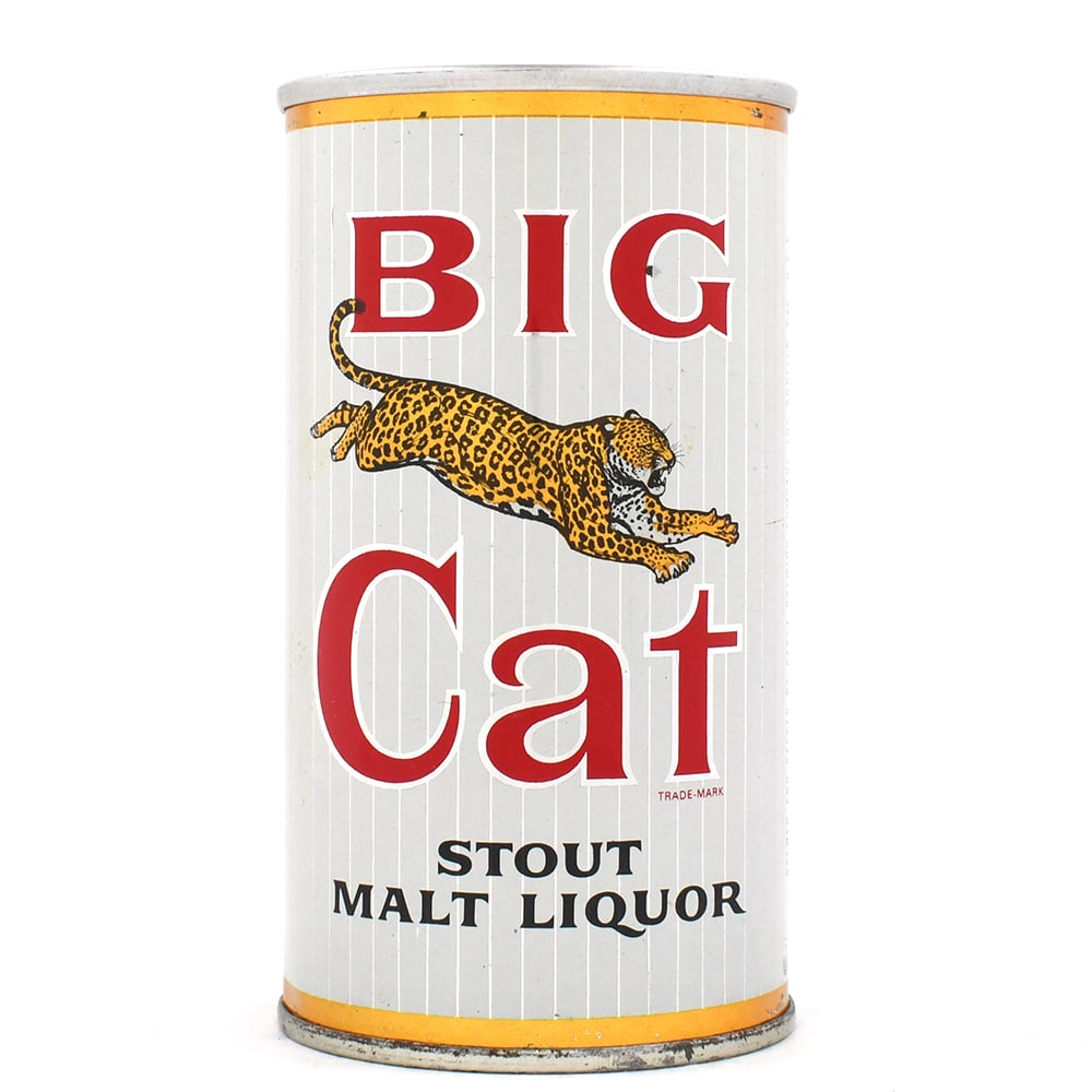 Big Cat Stout Malt Liquor Zip Top LOS ANGELES 39-28: Brewer/Business Name: Pabst Brewing Co., Los Angeles, California Manufacturer/Plant: Continental Can Co. Date of manufacture: circa 1960s Canning Code: n/a USBC reference: 39-28 USBCOI reference: 