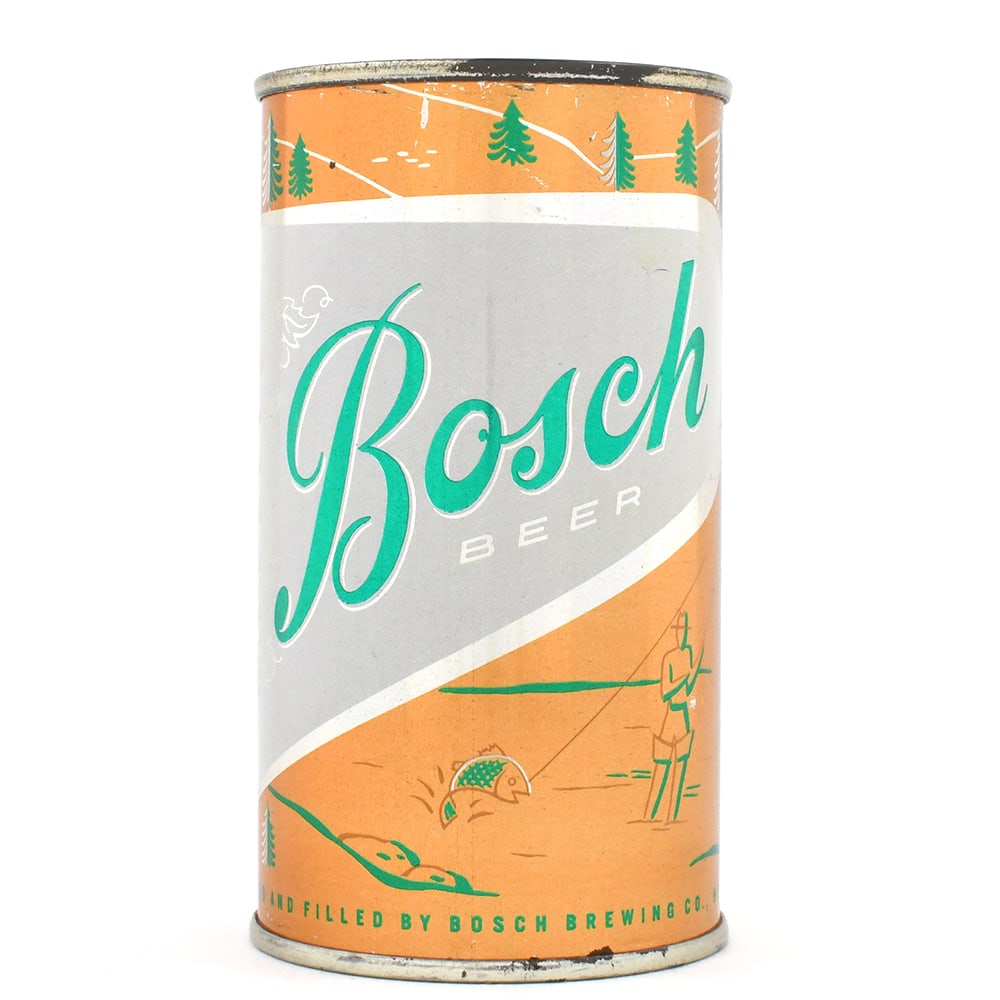 Bosch Beer Flat Top METALLIC 40-39: Brewer/Business Name: Bosch Brewing Co., Houghton, Michigan Manufacturer/Plant: Continental Can Co. Date of manufacture: circa 1960s Canning Code: n/a USBC reference: 40-39 USBCOI reference: 