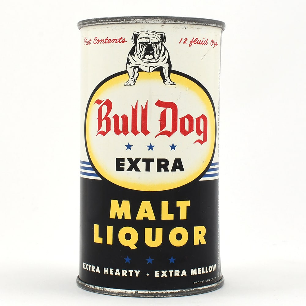Bull Dog Extra Malt Liquor Flat Top UNLISTED: Brewer/Business Name: California Brewing Co., San Francisco, California Manufacturer/Plant: Pacific Can Co.Date of manufacture: