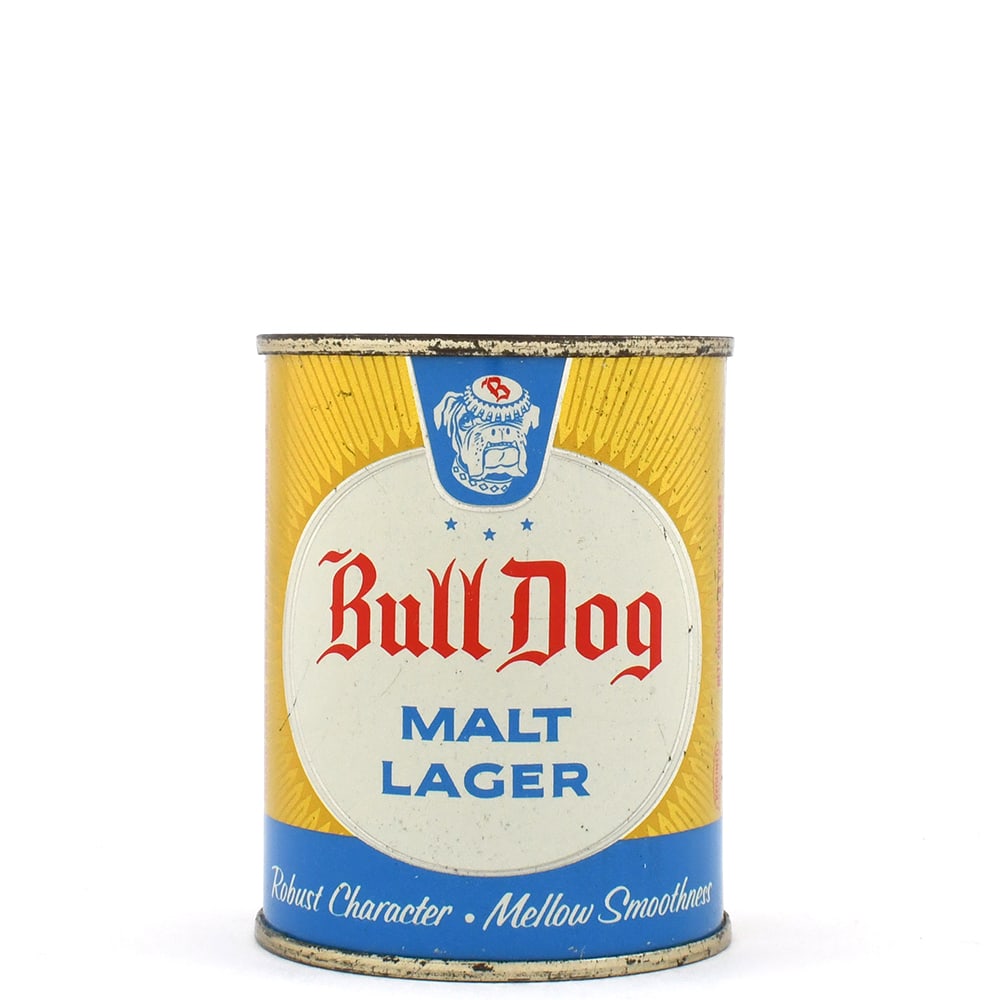 Bull Dog Malt LAGER 8 Ounce Flat Top 239-11: Brewer/Business Name: Atlas Brewing Co., Chicago, Illinois Manufacturer/Plant: American Can Co.Date of manufacture: