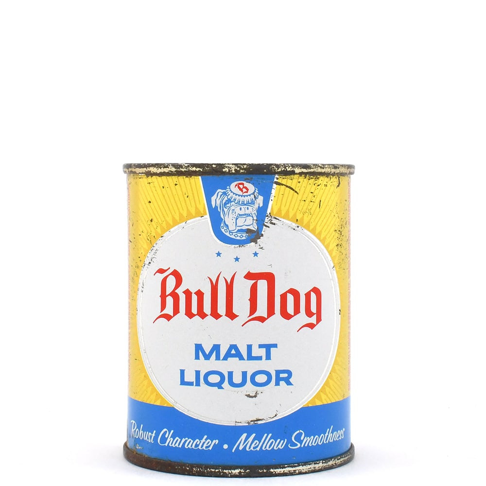 Bull Dog Malt Liquor 8 Ounce Flat Top GRACE BROS STOUT LID 239-9: Brewer/Business Name: Grace Bros. Brewing Co., Santa Rosa, California Manufacturer/Plant: American Can Co.Date of manufacture: