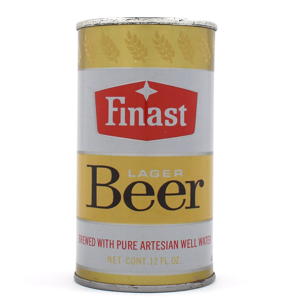 Finast Lager Beer Flat Top HAMMONTON SATIN GOLD L63-12: Brewer/Business Name: Eastern Brewing Co., Hammonton, New Jersey Manufacturer/Plant: American Can Co. Date of manufacture: circa 1960s Canning Code: n/a USBC reference: L63-12 USBCOI reference: 