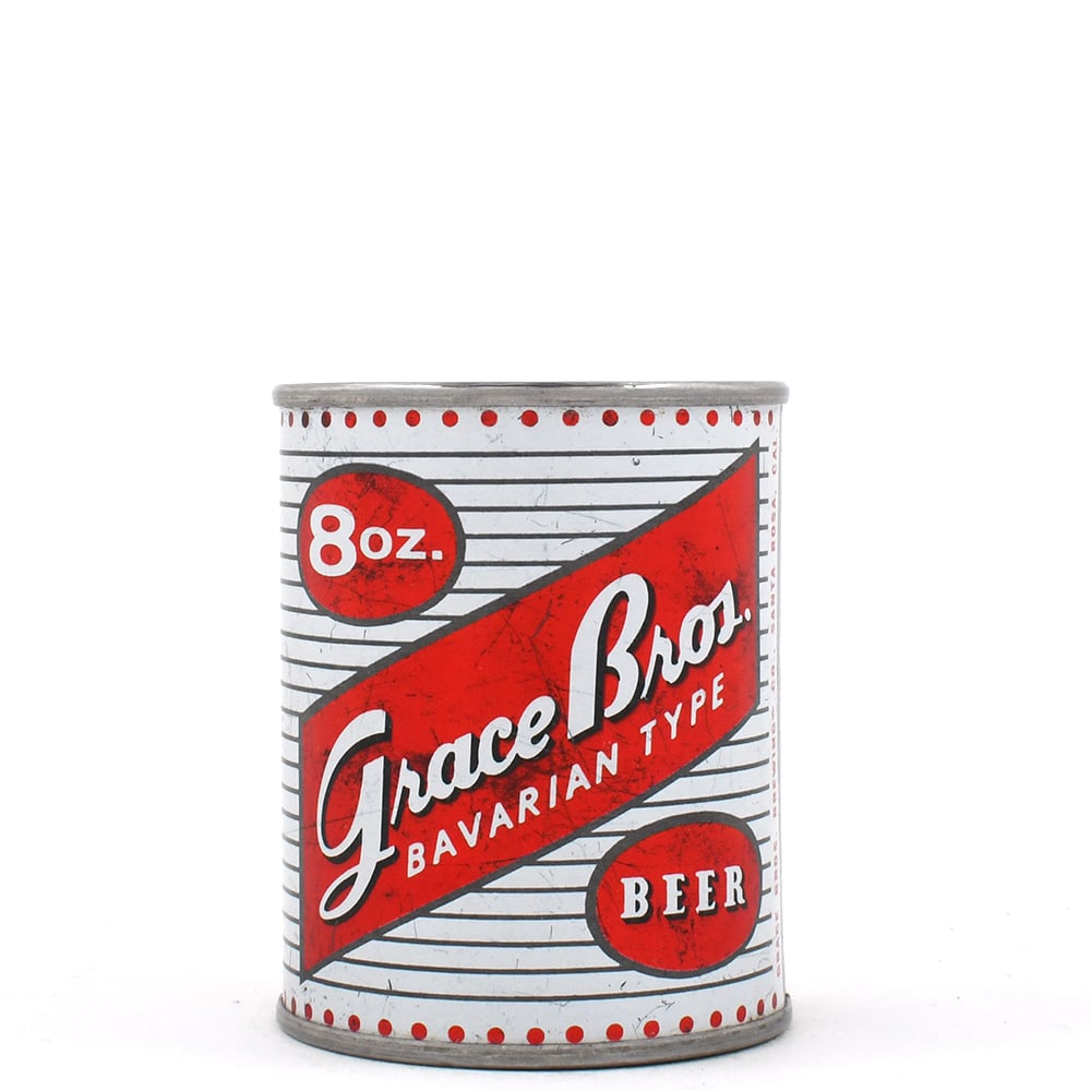 Grace Bros Bavarian Type Beer 8 Ounce Flat Top 241-29: Brewer/Business Name: Grace Bros. Brewing Co., Santa Rosa, California Manufacturer/Plant: American Can Co.Date of manufacture: