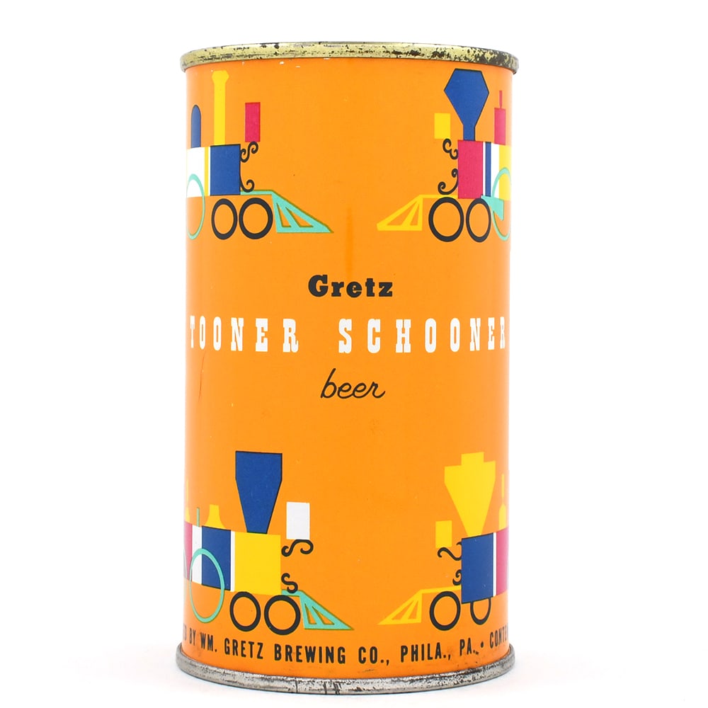 Gretz Tooner Schooner Beer Flat Top CASEY JONES 75-29: Brewer/Business Name: Wm. Gretz Brewing Co., Philadelphia, Pennsylvania Manufacturer/Plant: CrownDate of manufacture: