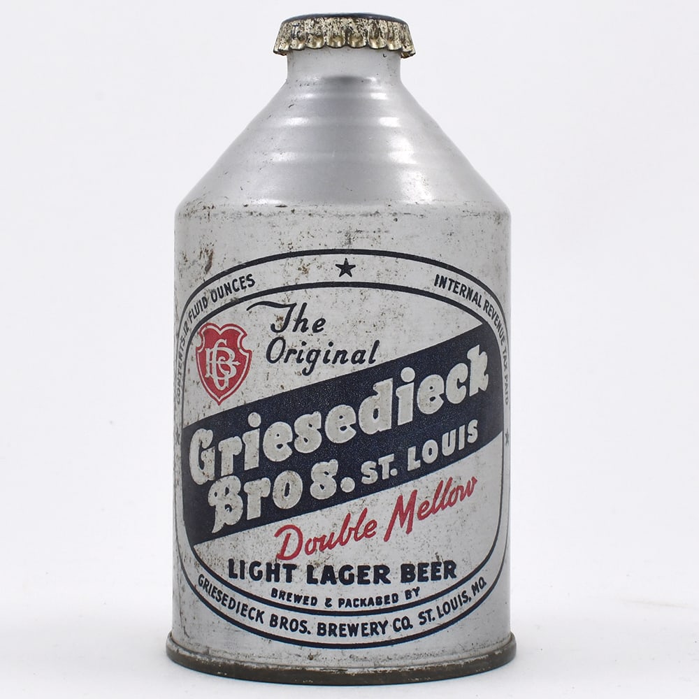 Griesedieck Bros Double Mellow Light Lager Beer Crowntainer 195-4: Brewer/Business Name: Griesedieck Bros. Brewery Co., St. Louis, Missouri Manufacturer/Plant: CrownDate of manufacture:
