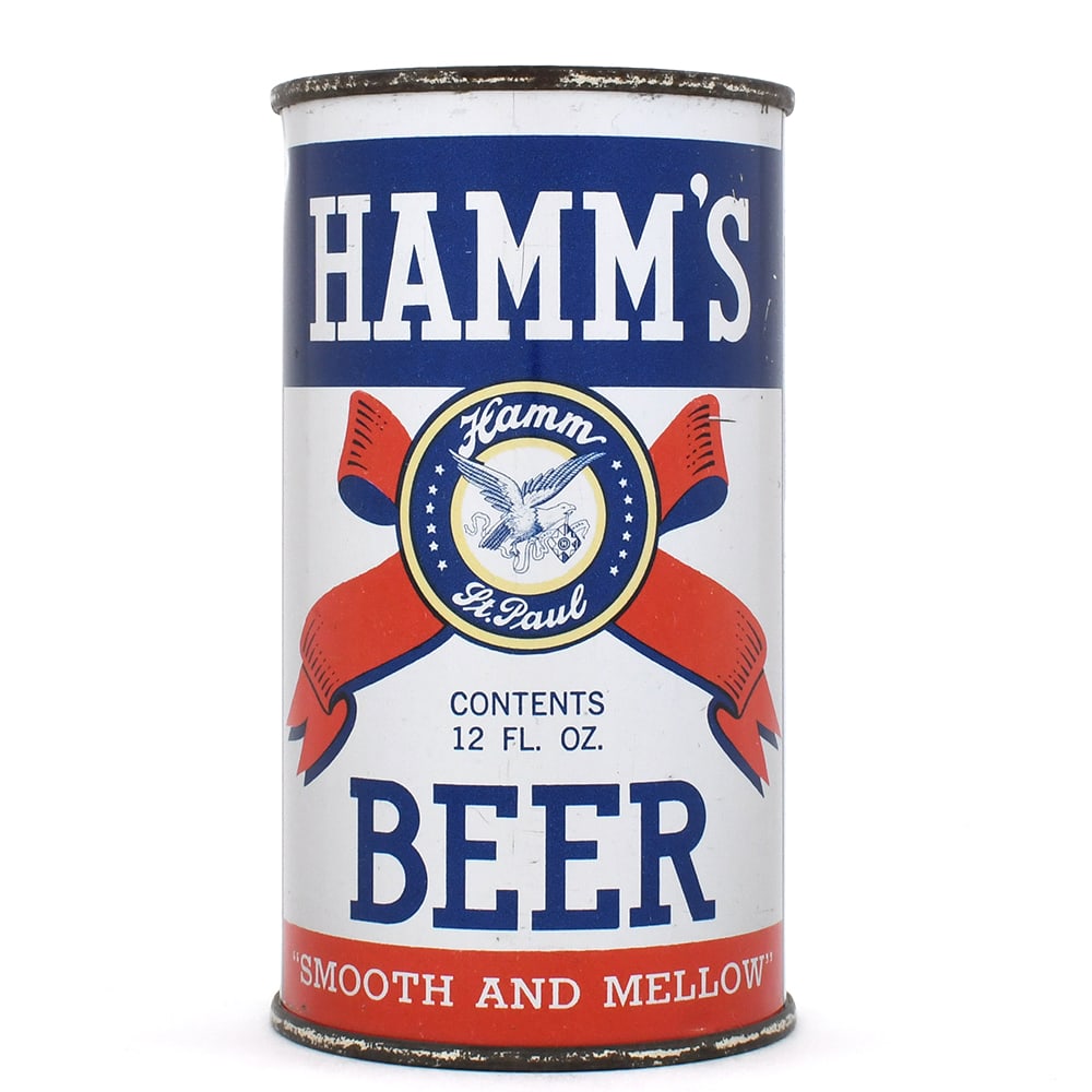 Hamms Beer Instructional Flat Top STARS AND STRIPES LID 79-14 OI 376: Brewer/Business Name: Theo. Hamm Brewing Co., St. Paul, Minnesota Manufacturer/Plant: American Can Co.Date of manufacture: