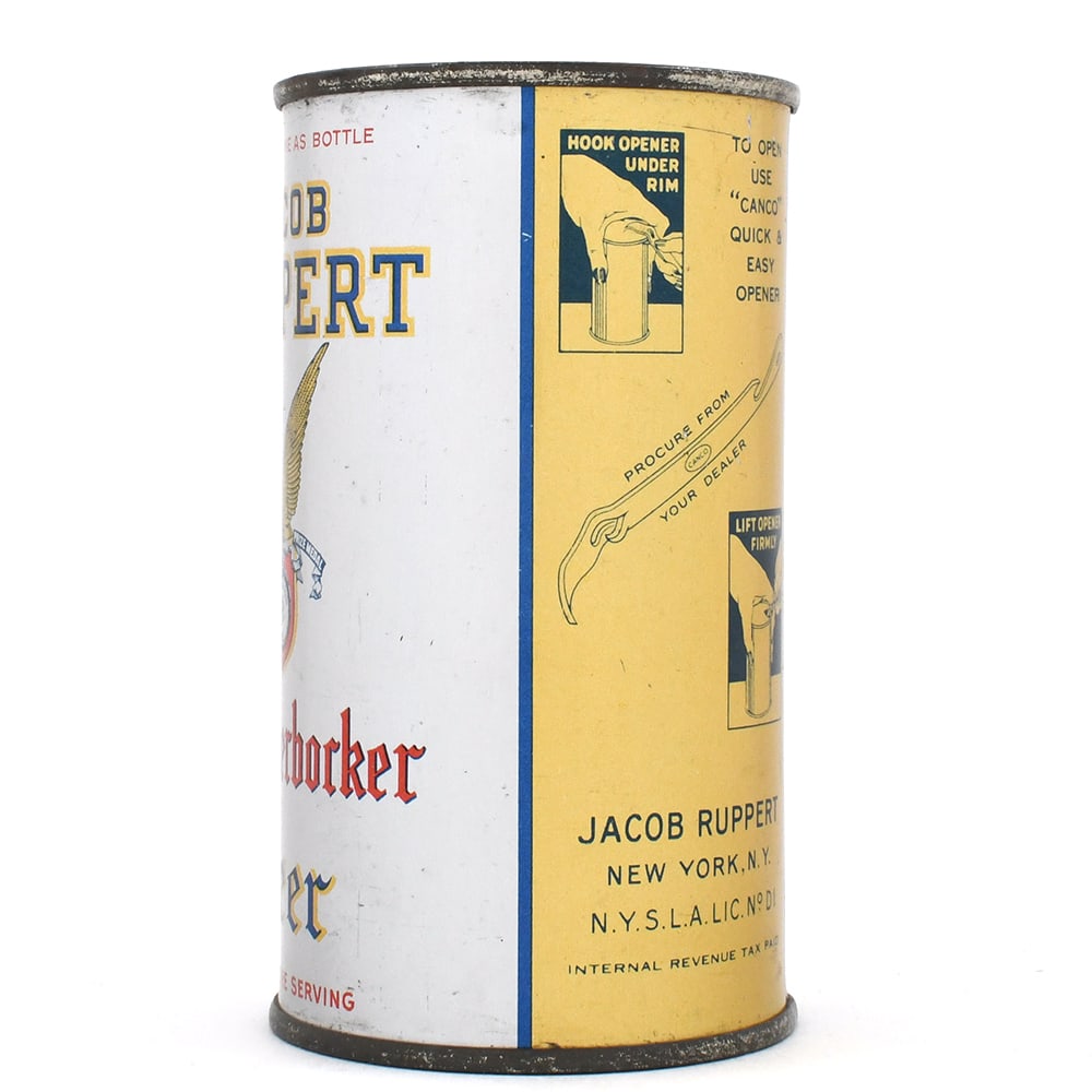 Jacob Ruppert Knickerbocker Beer Instructional Flat Top 125-39 OI 444 SHARP: Brewer/Business Name: Jacob Ruppert, New York, New York Manufacturer/Plant: American Can Co.Date of manufacture: