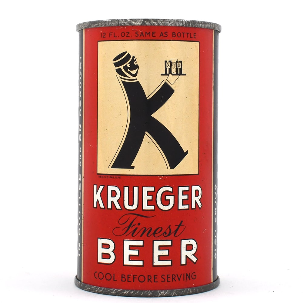 Krueger Finest Beer Instructional Flat Top SM OPENER DISPLAY EMPTY 90-6 OI 480: Brewer/Business Name: G. Krueger Brewing Co., Newark, New Jersey Manufacturer/Plant: American Can Co.Date of manufacture: