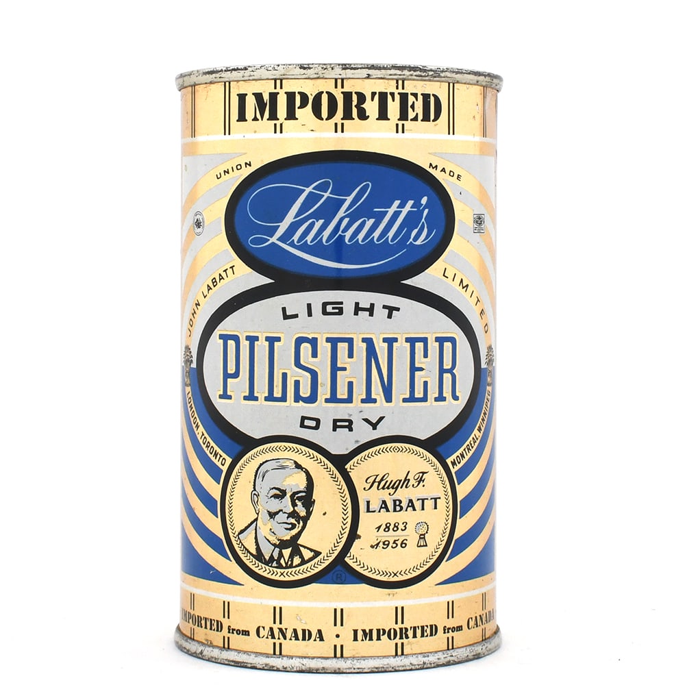 Labatts Pilsener Beer Canadian Flat Top MI TAX LID OUTSTANDING: Brewer/Business Name: John Labatt Ltd., London, Toronto, Montreal, Winnipeg, Canada, Non-U.S. (see comments/description) Manufacturer/Plant: American Ca