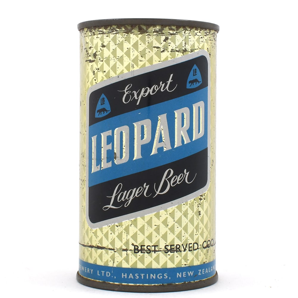 Leopard Export Lager Beer New Zealand Flat Top: Brewer/Business Name: Leopard Brewery Ltd., Hastings, New Zealand, Non-U.S. (see comments/description) Manufacturer/Plant: UnknownDate of
