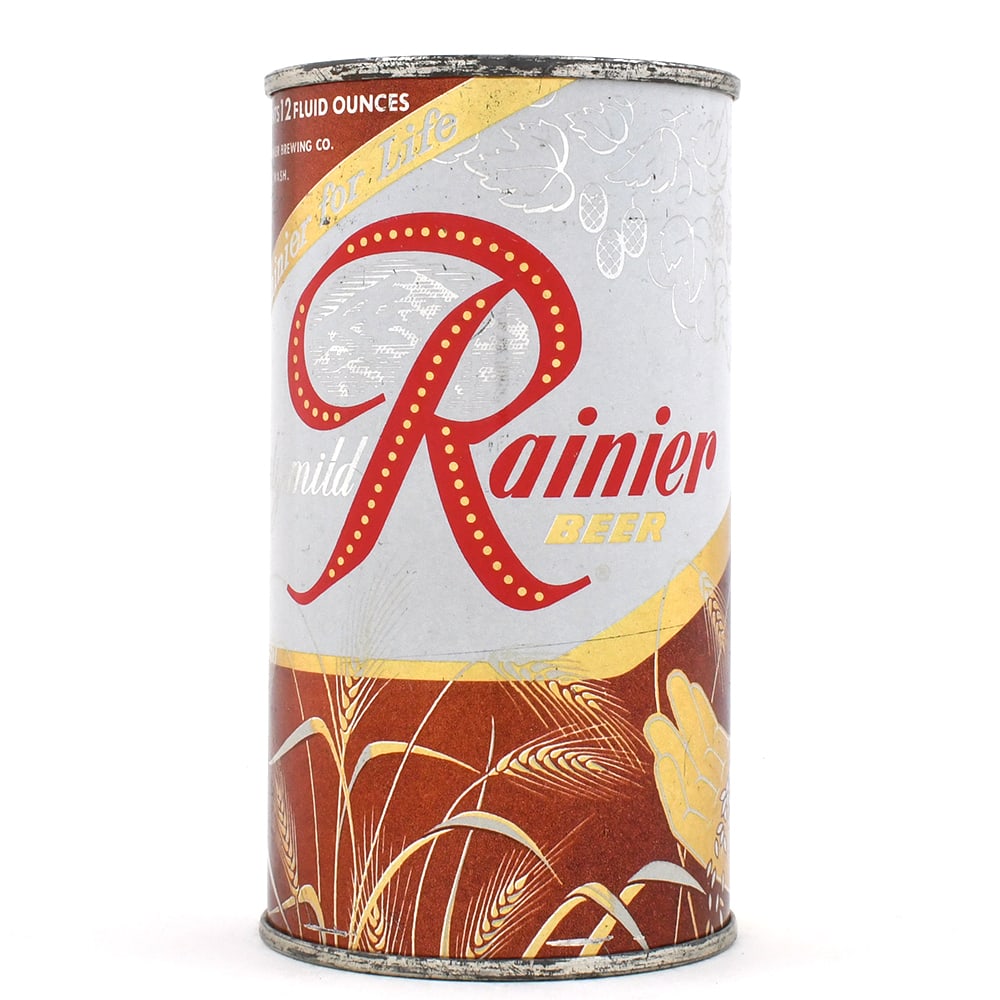 Rainier Jubilee Set Flat Top CHOICEST INGREDIENTS Brown Metallic UNLISTED: Brewer/Business Name: Sicks Rainier Brewing Co., Seattle, Washington Manufacturer/Plant: American Can Co.Date of manufacture: