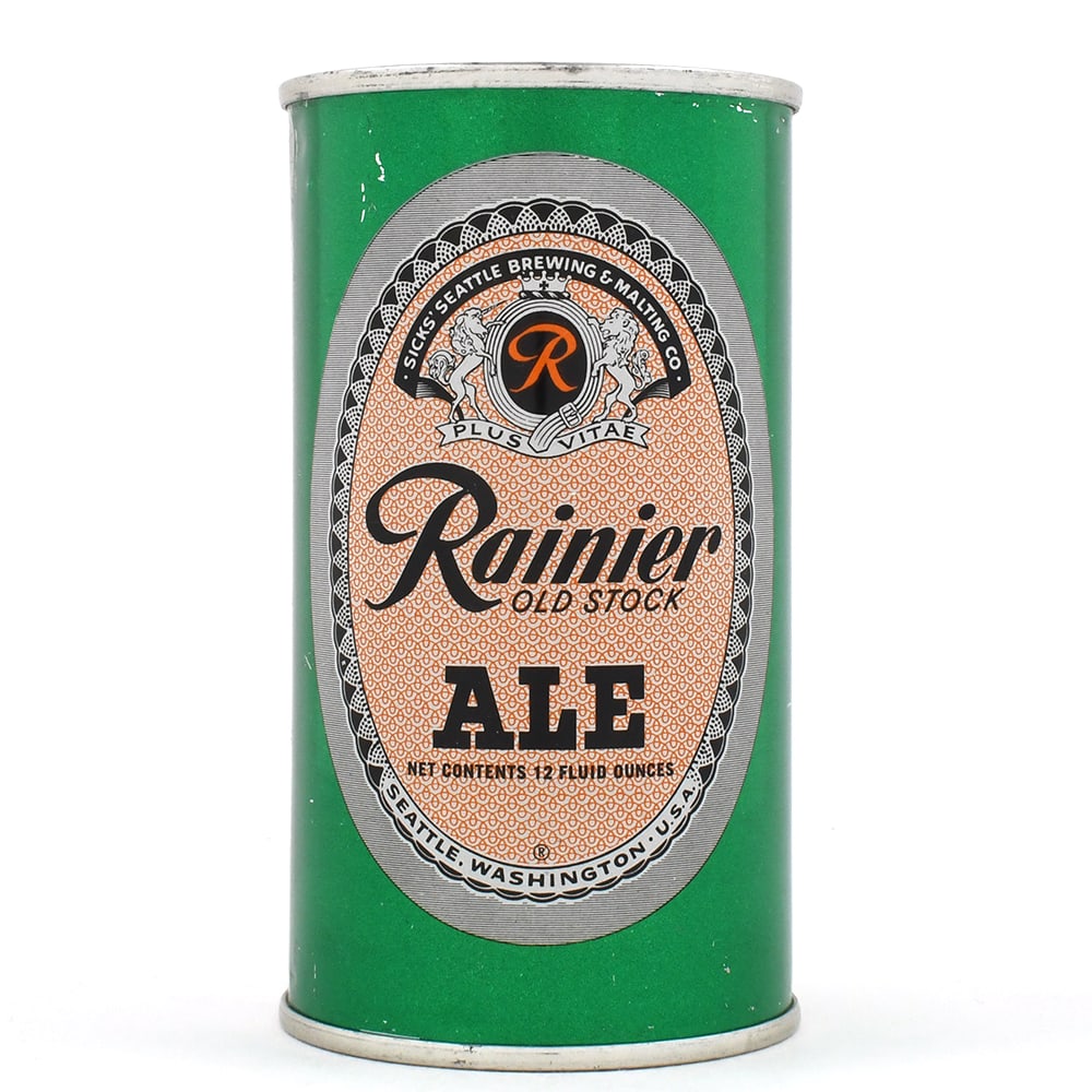 Rainier Old Stock Ale Flat Top SICKS SEATTLE RAINIER LID 118-2: Brewer/Business Name: Sicks Seattle Brewing & Malting Co., Seattle, Washington Manufacturer/Plant: American Can Co.Date of manufacture: