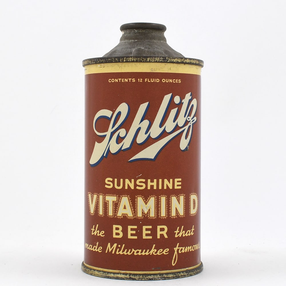 Schlitz Sunshine Vitamin D Beer Cone Top LESS THAN 4 PERCENT 180-19 (1 of 6)