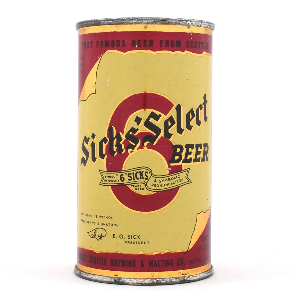 Sicks Select Beer Instructional Flat Top DNCMT 4 PERCENT LID 133-20 OI 751 (1 of 6)