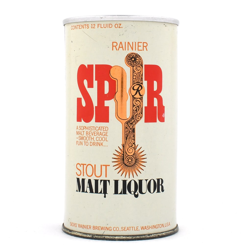 Spur Stout Malt Liquor Zip Top ENAMEL 125-27: Brewer/Business Name: Sicks Rainier Brewing Co., Seattle, Washington Manufacturer/Plant: American Can Co.Date of manufacture: