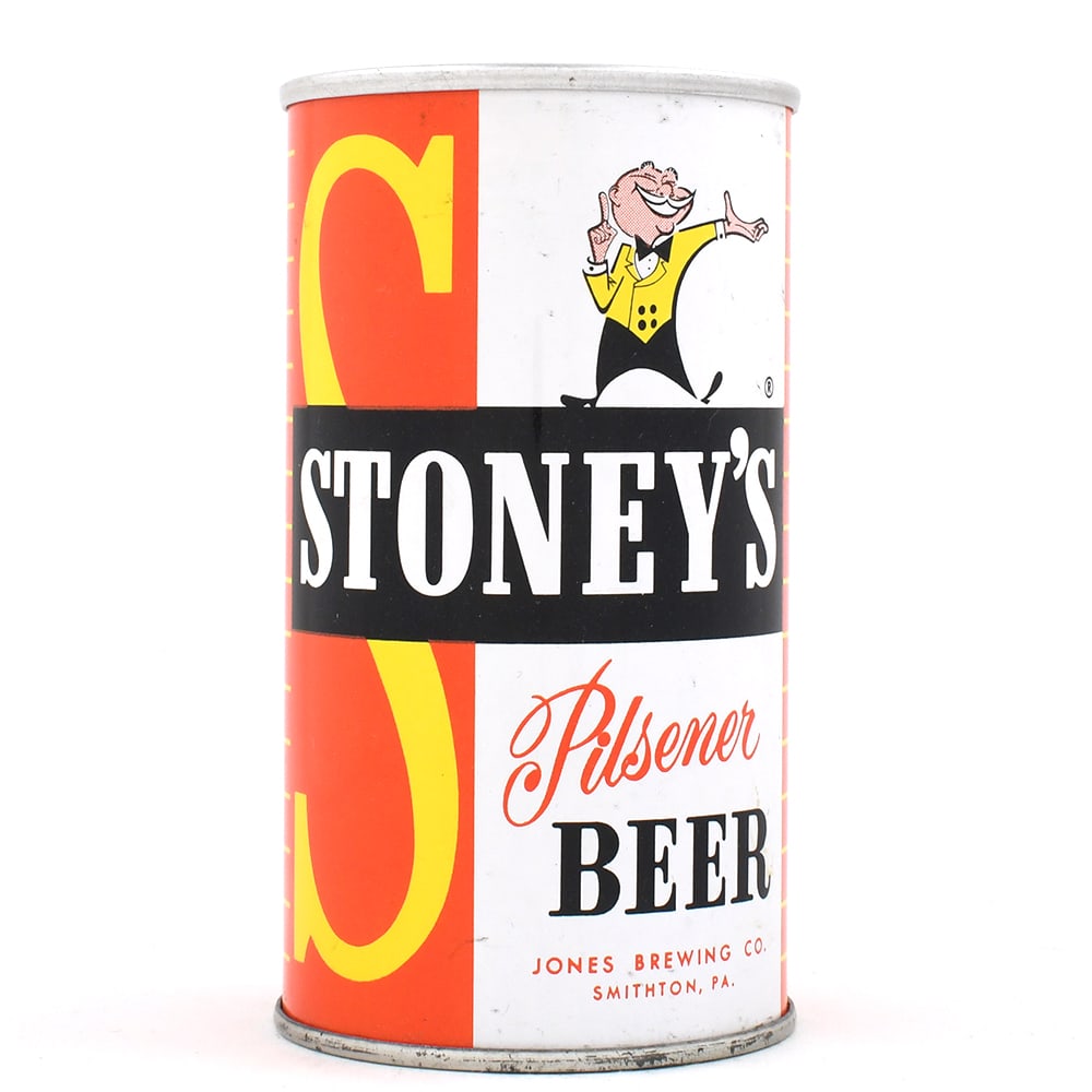 Stoneys Pilsener Beer Zip Top A BEAUTY 128-4: Brewer/Business Name: Jones Brewing Co., Smithton, Pennsylvania Manufacturer/Plant: Continental Can Co.Date of manufacture: