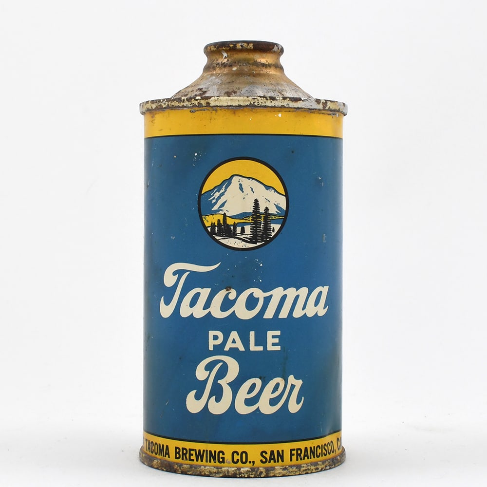 Tacoma Pale Beer Cone Top 186-17: Brewer/Business Name: Tacoma Brewing Co., San Francisco, California Manufacturer/Plant: Continental Can Co.Date of manufacture:
