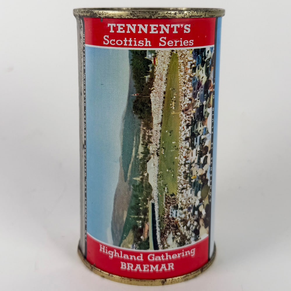 Tennents Scottish Series Lager Flat Top HIGHLAND GATHERING BREAMAR EXCEPTIONAL: Brewer/Business Name: J. & R. Tennent Ltd., Wellpark Brewery, Glasgow, Scotland, Non-U.S. (see comments/description) Manufacturer/Plant: Unkn