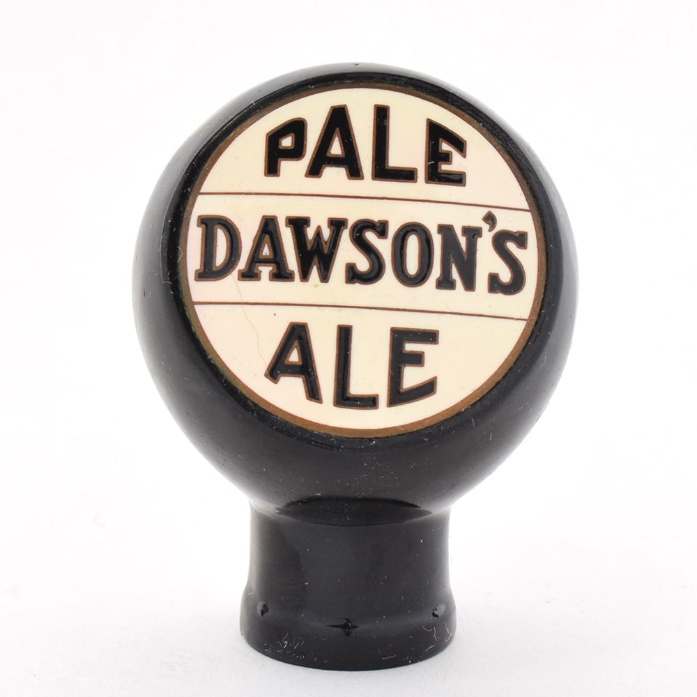 Dawsons Pale Ale 1930s Enameled Ball Tap Knob: Brewer/Business Name: Dawsons Brewery Inc., New Bedford, Massachusetts Manufacturer/Plant: Unknown Date of manufacture:
