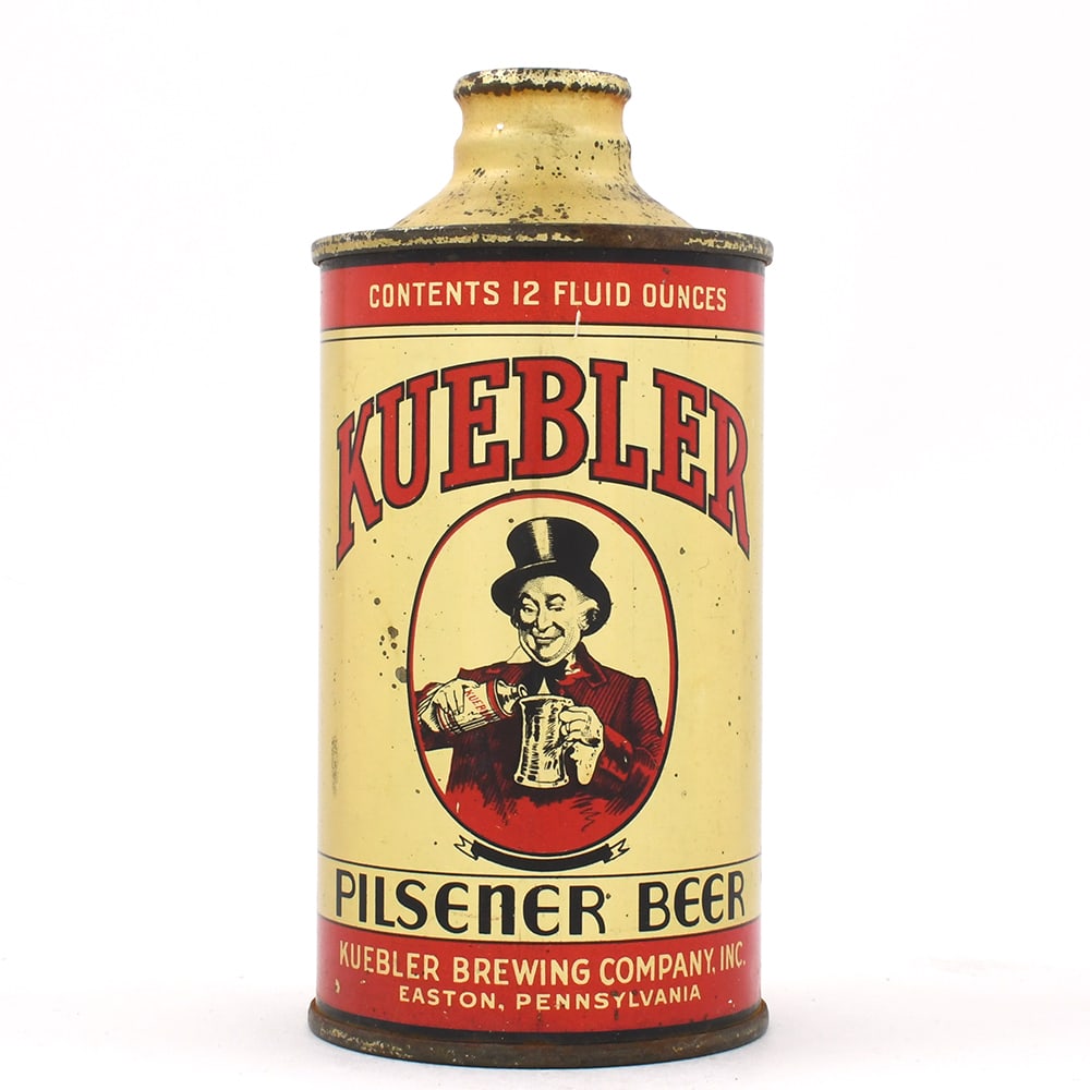 Kuebler Pilsener Beer Cone Top BLACK BANNER 172-17: Brewer/Business Name: Kuebler Brewing Co., Easton, Pennsylvania Manufacturer/Plant: Crown Date of manufacture: