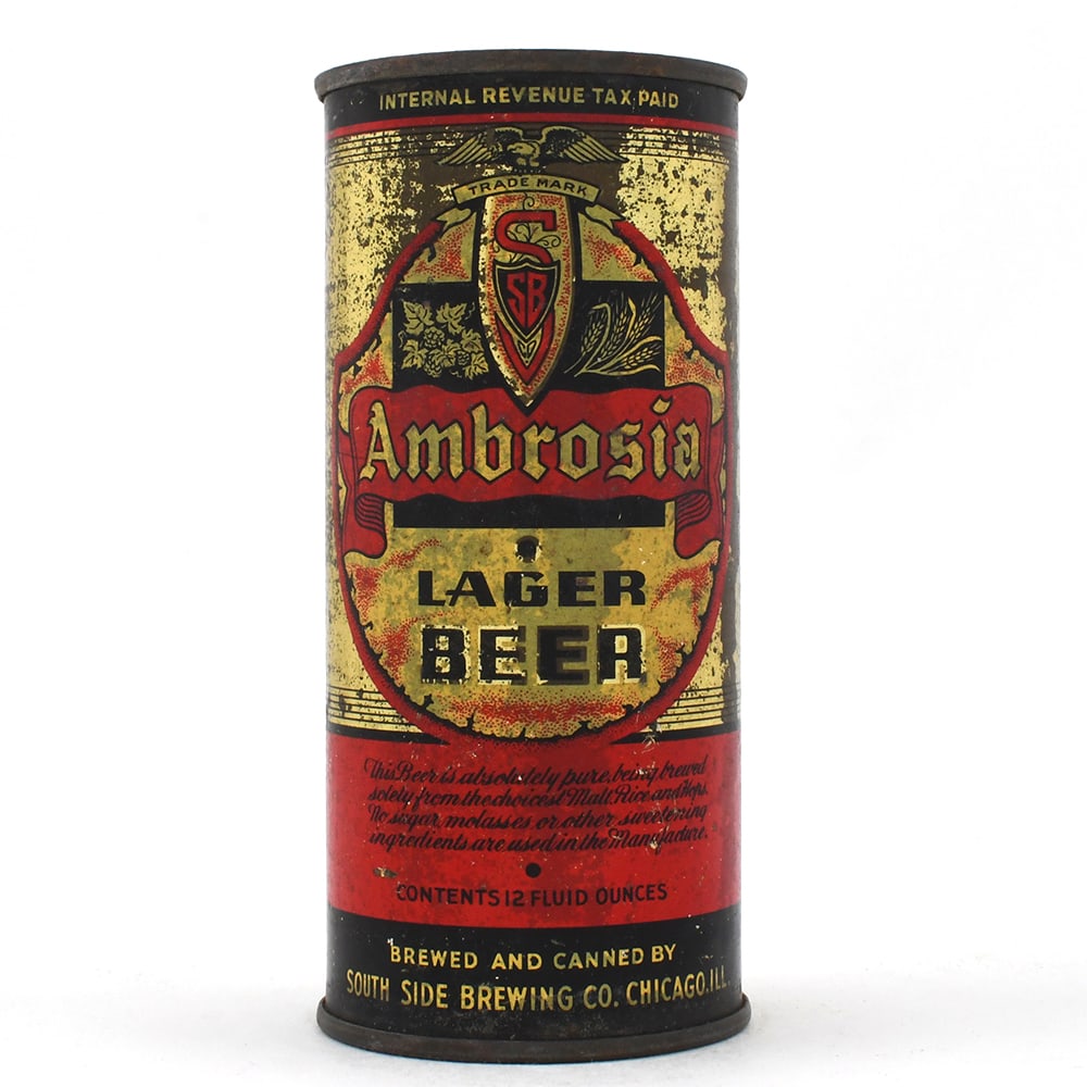 Ambrosia Lager Beer Tall 12-ounce Instructional Flat Top RARE 31-12 (1 of 6)