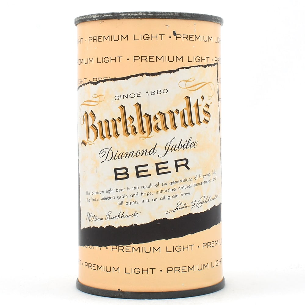 Burkhardts Diamond Jubilee Beer Flat Top 47-10 EXCELLENT: Brewer/Business Name: Burkhardt Brewing Co., Akron, Ohio Manufacturer/Plant: Continental Can Co. Date of manufacture: