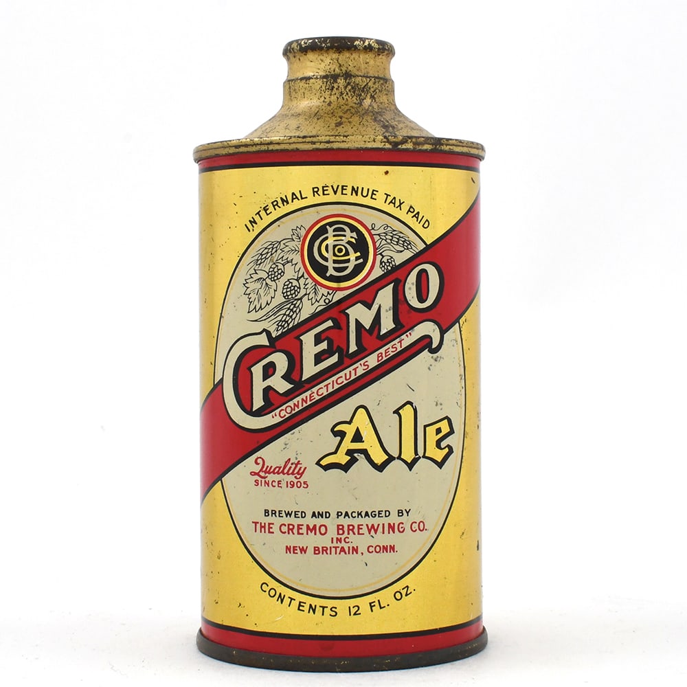 Cremo Ale Cone Top 158-17 APPETIZING REFRESHING: Brewer/Business Name: Cremo Brewing Co., New Britain, Connecticut Manufacturer/Plant: Continental Can Co. Date of manufacture: